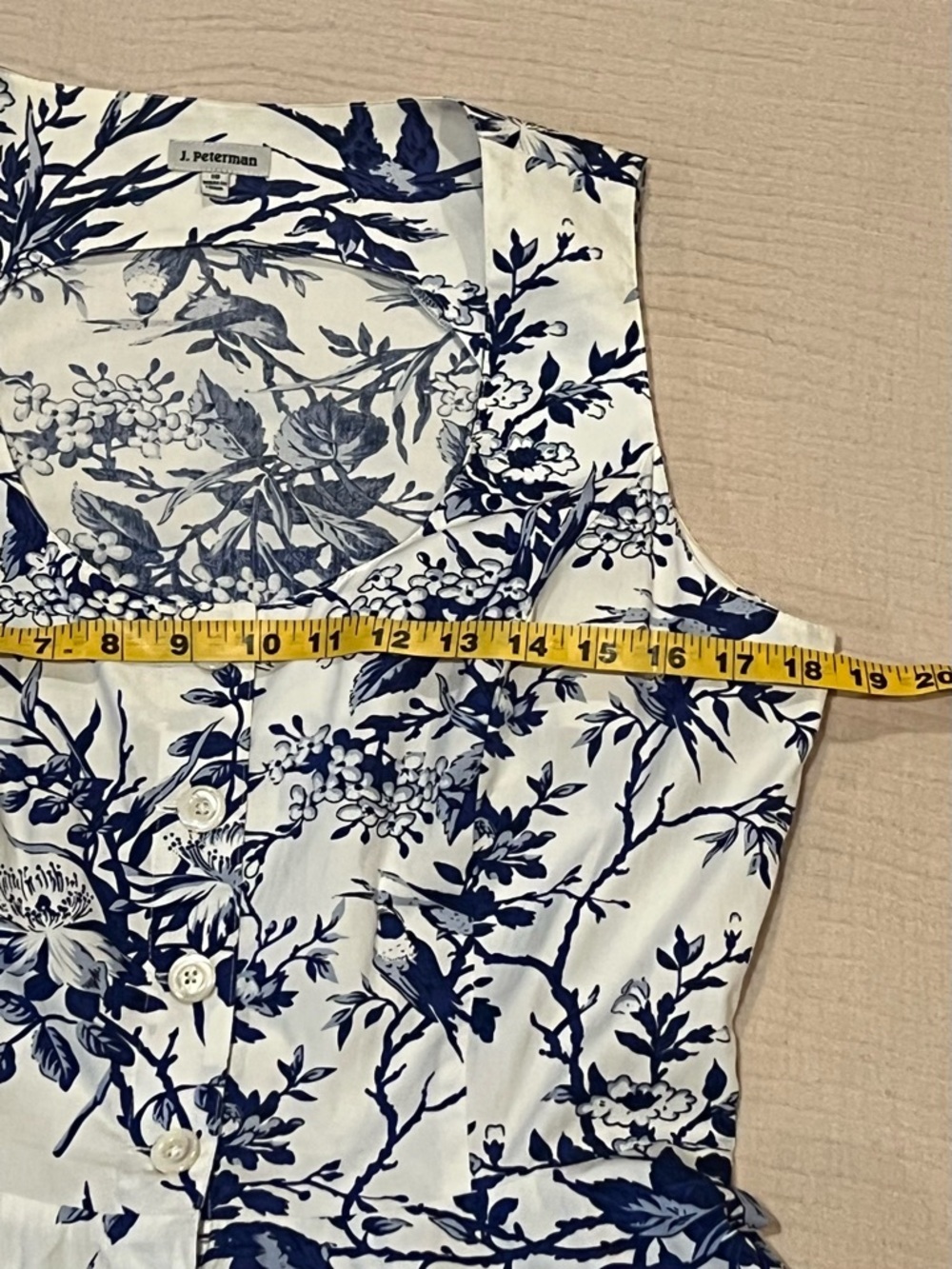 The J. Peterman Company Toile de Jouy Kentucky Derby Dress Blue & White Sz 10 - Picture 10 of 12